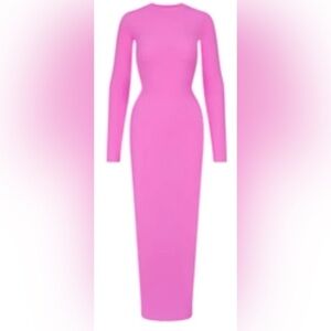 SOLD OUT! SKIMS FITS EVERYBODY LONG SLEEVE MAXI DRESS NEON ORCHID SZ Med
